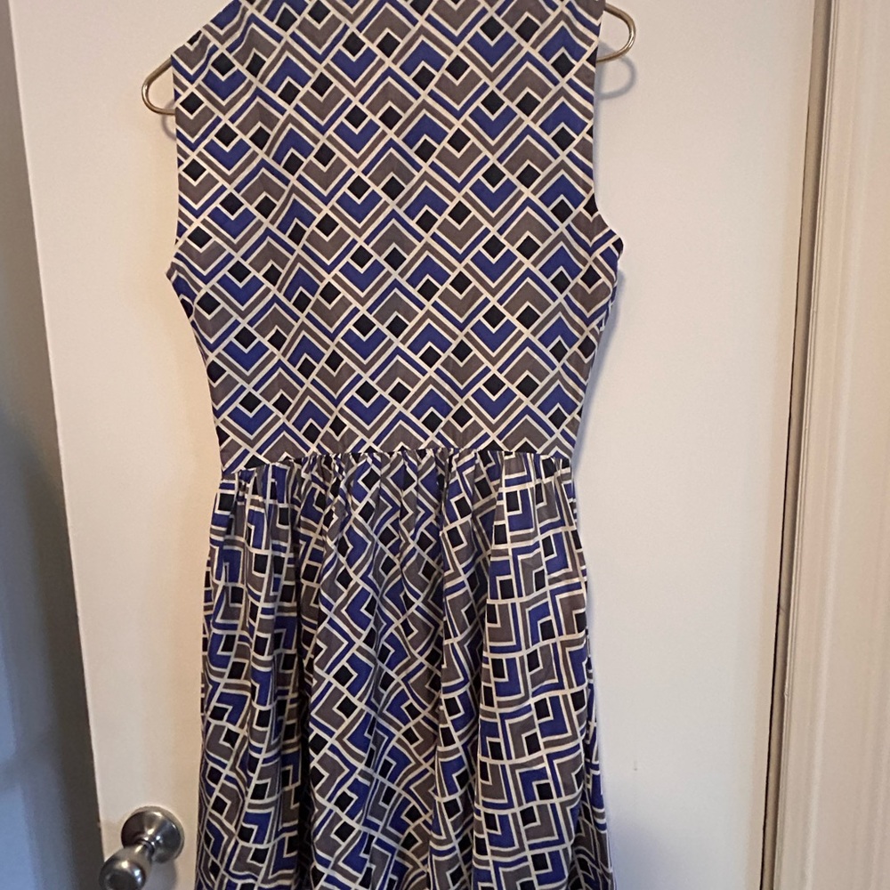 Kate Spade Navy and White Geometric Midi Dress
